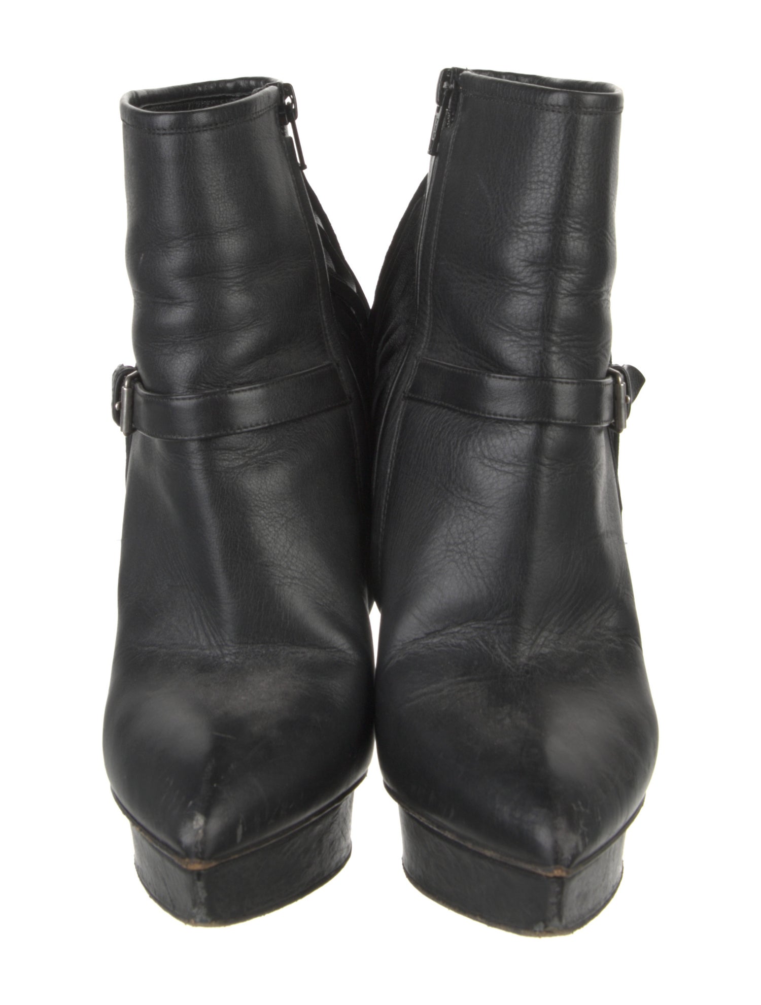 Saint Laurent Leather Fringe Trim Accent Boots